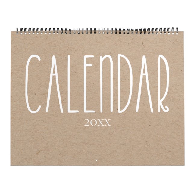 Calendário Russo Moderno do Kraft e Branco (Capa)