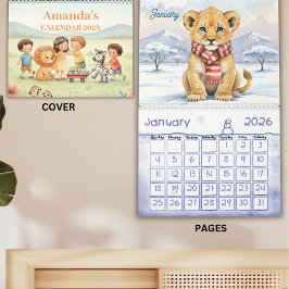 Calendário Safari Animals Personalized Kids Calendar 2026