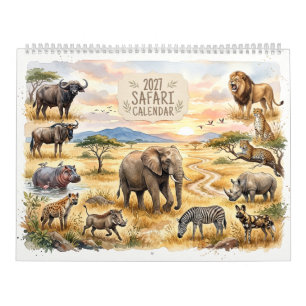 Calendário Safari Otimizado para Duas Páginas