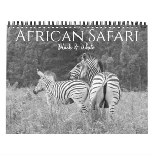 Calendário safari preto & branco 2026