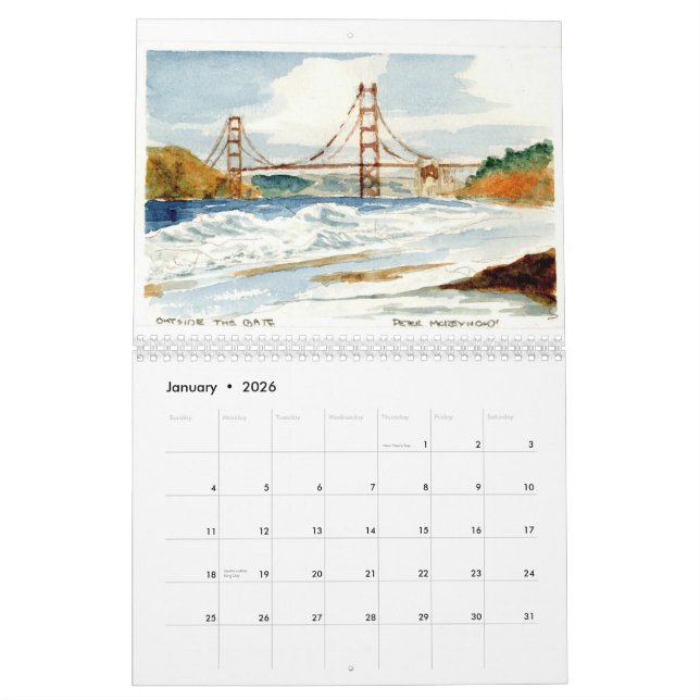 Calendário San Francisco e o Golden Gate (Jan 2026)