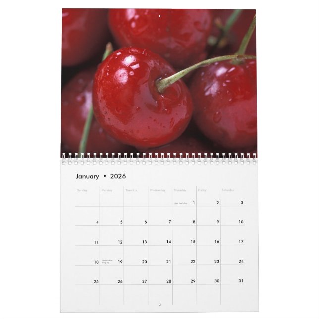 Calendário saudável da fotografia da fruta (Jan 2026)