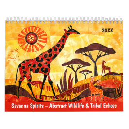 Calendário Savanna Spirits – Abstract Wildlife & Tribal Echoe