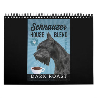 Calendário Schnauzer Dog Coffee