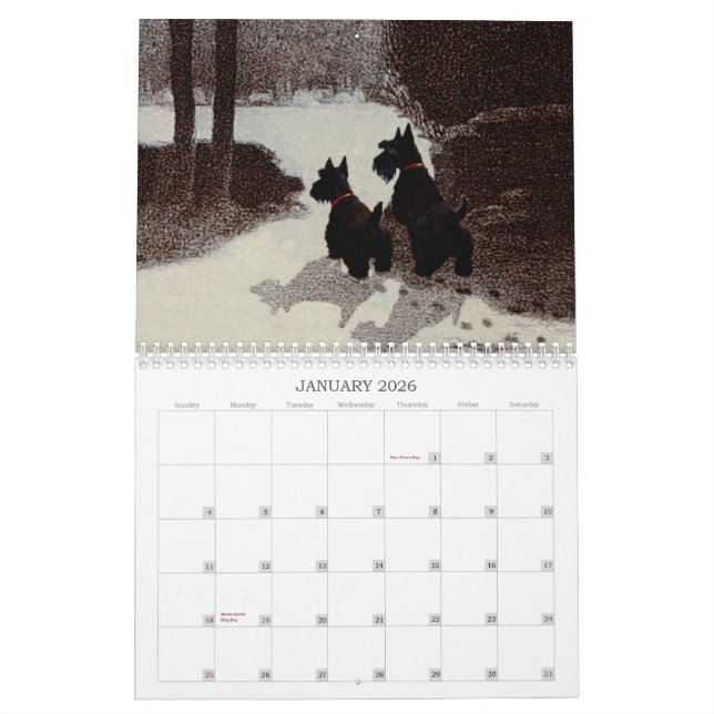 Calendário Scottie Dog Calendar (Jan 2026)