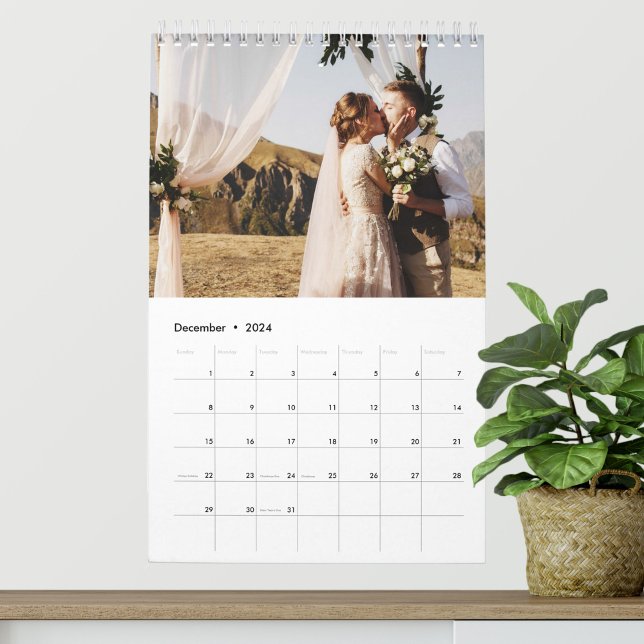 Calendário Script Chic de Foto de Casamento Personalizado 202 (Criador carregado)