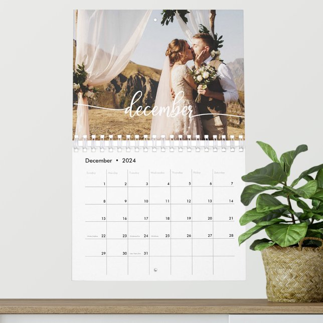Calendário Script de Chic de Foto de Casamento Personalizado  (Criador carregado)