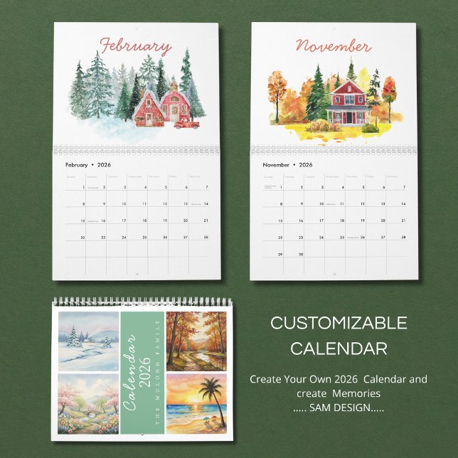 Calendário Seasons Watercolor 2026 Calendar | Artistic Nature (Criador carregado)