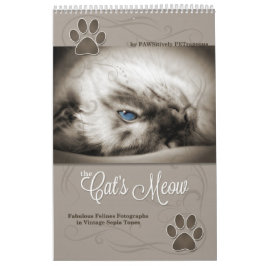 Calendário Sepia Kitty Cats para Pet Lover 12 Meses