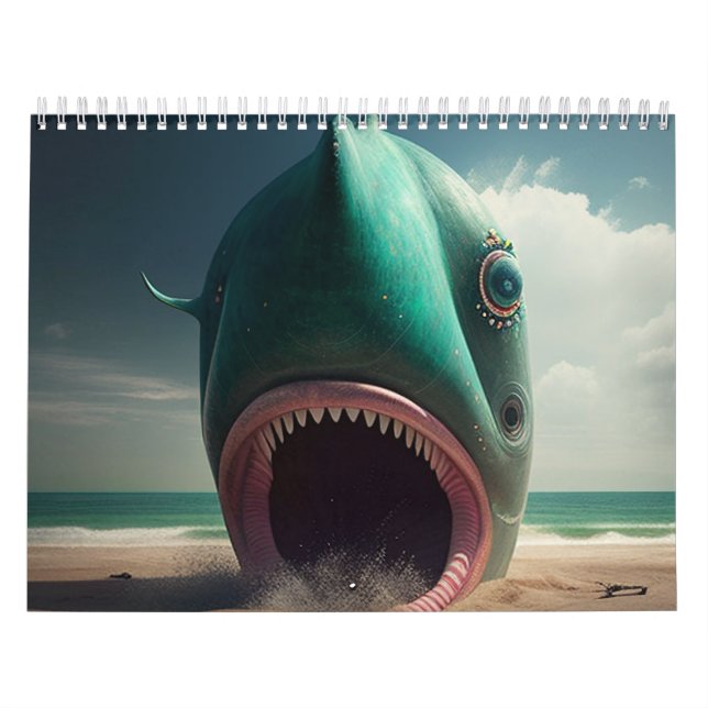 Calendário Shark sculpture on the beach (Capa)