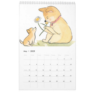 Calendário Shiba Inu Gerado por Aquarela de Leitura