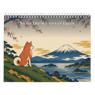 Calendário Shiba Inu Japanese Seasons Ukiyo-e Art