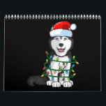 Calendário Siberian Husky Christmas Santa Hat Xmas Lights Dog<br><div class="desc">Siberian Husky Christmas Santa Hat Xmas Lights Dog</div>