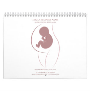 Calendário Silhueta de Mãe e Bebê Marca Rosa Empoeirado