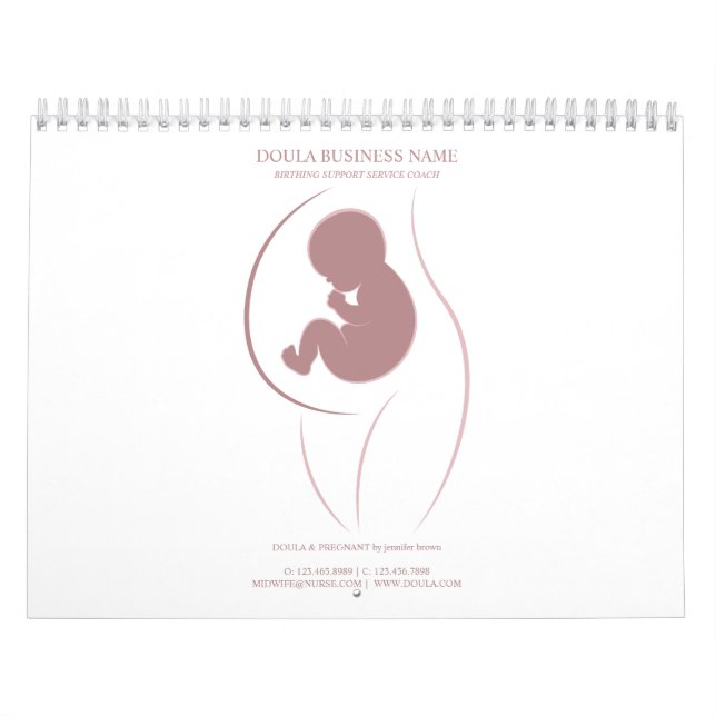 Calendário Silhueta de Mãe e Bebê Marca Rosa Empoeirado  (Capa)
