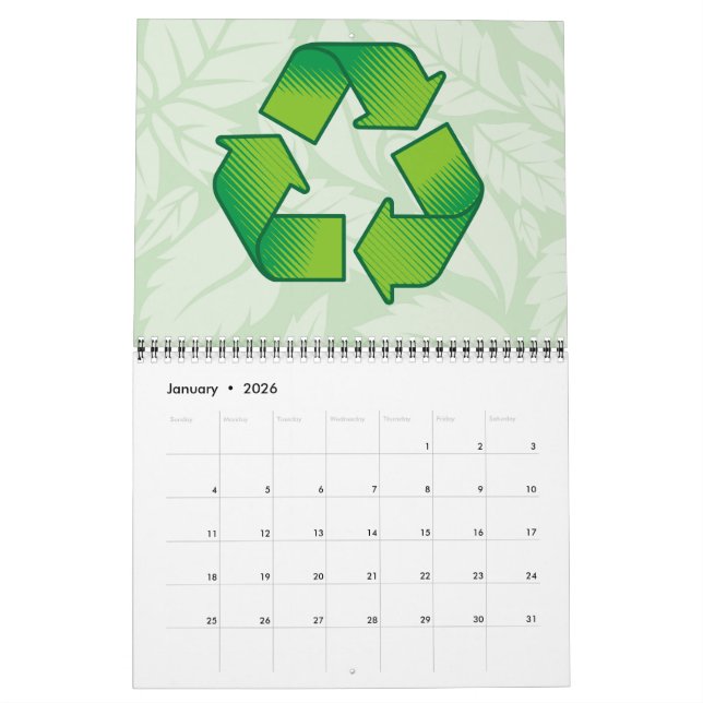 Calendário Símbolo do reciclagem (Jan 2026)