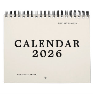 Calendário Simple Black Beige USA America Weekly Planner 2025