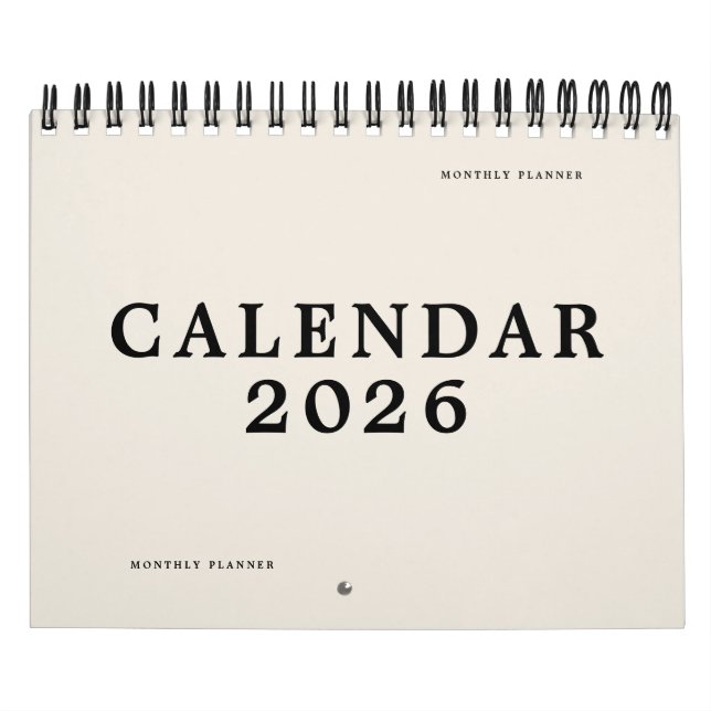 Calendário Simple Black Beige USA America Weekly Planner 2025 (Capa)