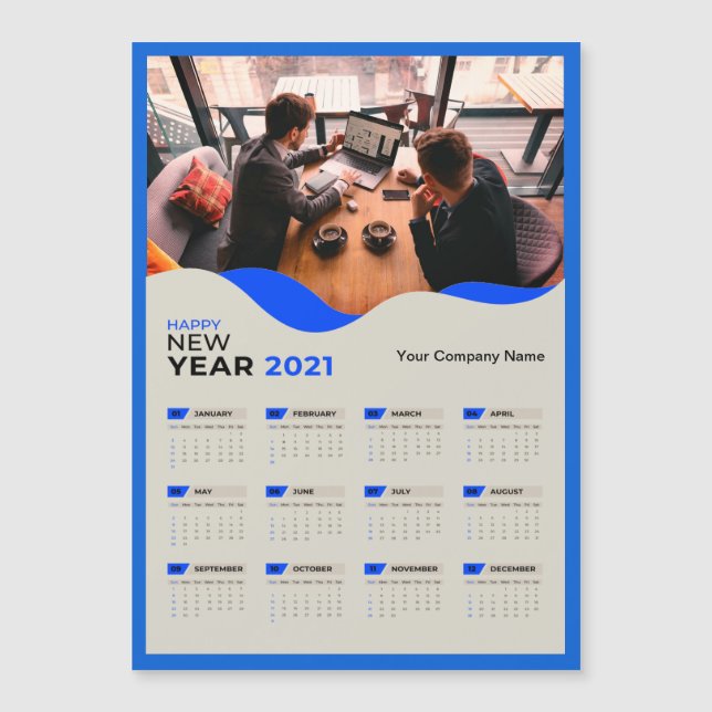 Calendário Simples 2021 Nome da Empresa Com Foto (Frente)