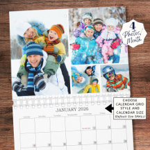 Calendário Simples de Colagem de Fotos Personaliza