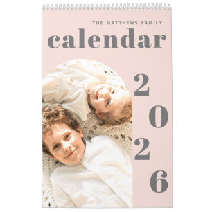 Calendário Simples e Moderno Planeador de Fotografias, Cor-de