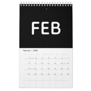 Calendário Simples Minimalista Preto e Branco