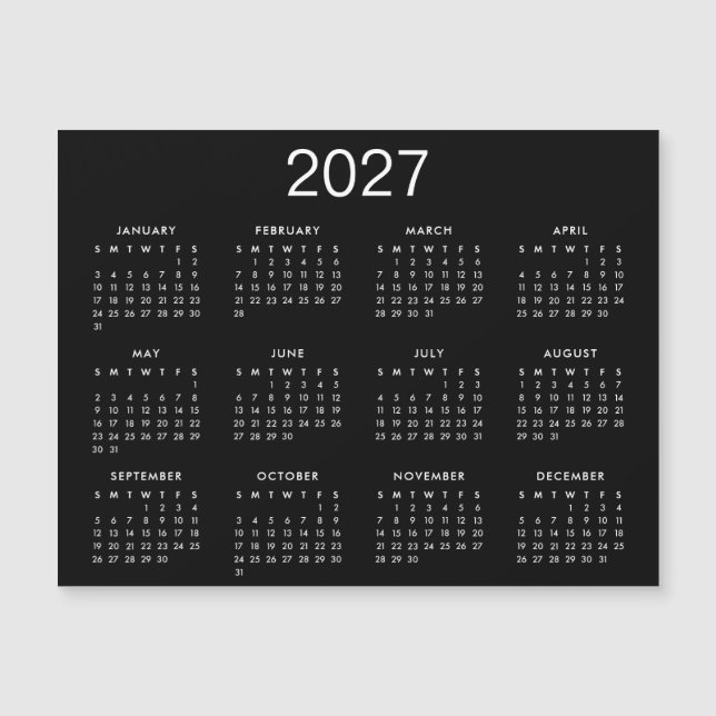 Calendário Simples Preto E Branco 2025 (Frente)