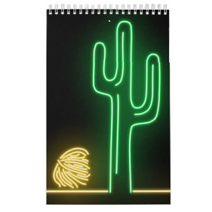 Calendário Sinal de Neon Paisagem do Deserto