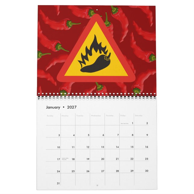 Calendário Sinal de perigo de pimenta quente (Jan 2027)