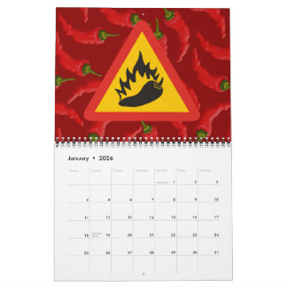 Calendário Sinal de perigo de pimenta quente