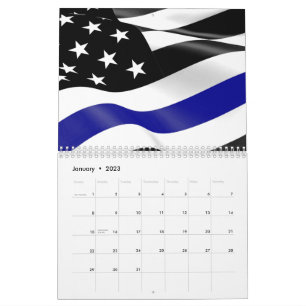 Calendário Sinalizador de Linha Azul Fino