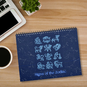 Calendário Sinos do Zodíaco em Azul Escuro