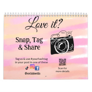 Calendário snap tag share media câmera adicionar socials amar