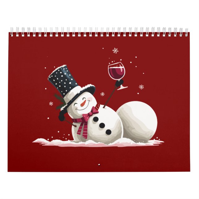 Calendário Snowman With Wine Christmas Gift Xmas Holiday  (Capa)
