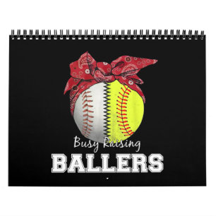 Calendário Softball Baseball Mãe Ocupada Raising Ballers Mama