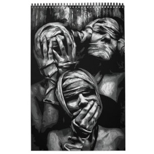 Calendário Sombras Silenciadas: Abstrato Faces