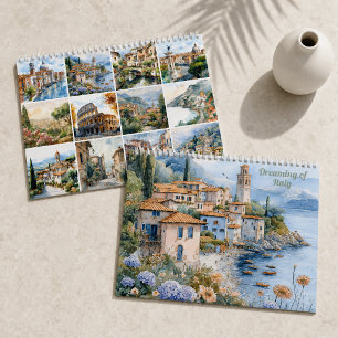 Calendário Sonhando com a Itália   2027 Paisagem aquarela