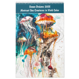Calendário Sonhos do Oceano – Criaturas Marinhas Abstratas na