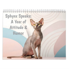 Calendário Sphynx Speaks: Editable Monthly Cat Humor Art