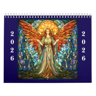 Calendário stained glass angels 2026