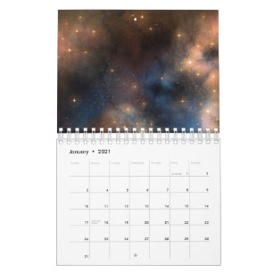 Calendário Starry Stars Space Galaxy Blue Black Padrão