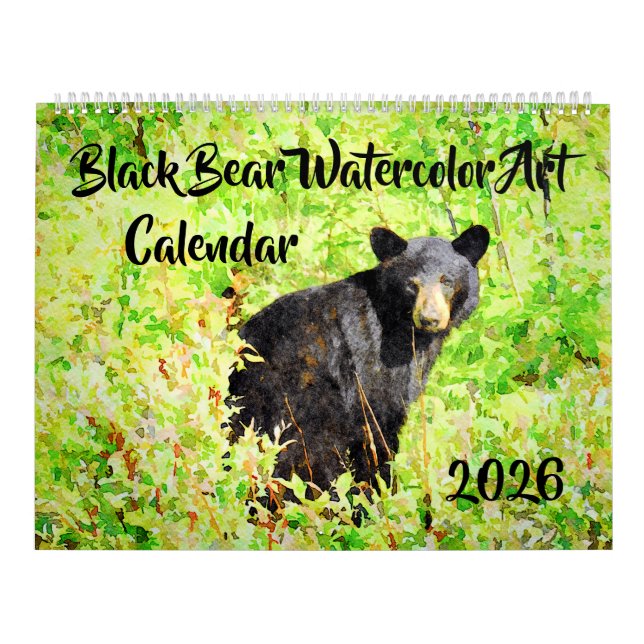 Calendário Stunning Bear Wildlife Watercolor Paintings Art Ca (Capa)