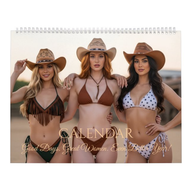 Calendário Stylish Women in Cowboy Hats & Western Scenes (Capa)