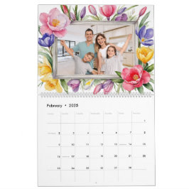 Calendário Suas Fotos Colorido Jardim de Flores Amante da Fam