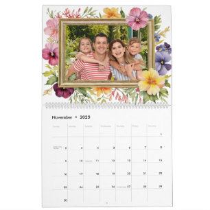 Calendário Suas Fotos Colorido Jardim de Flores Amante da Fam