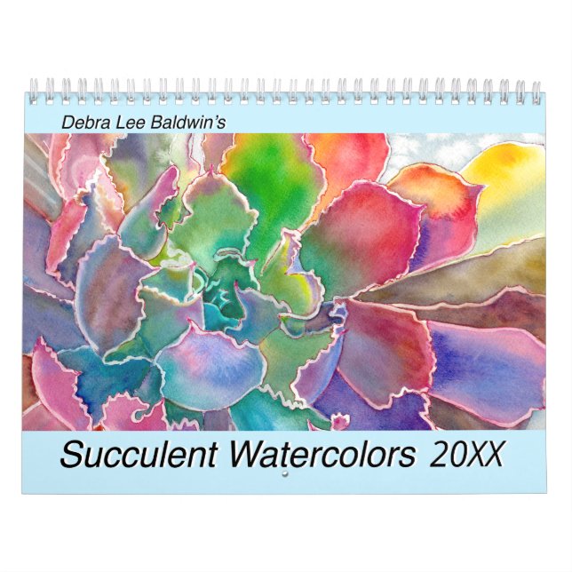 Calendário Succulent Watercolor 20XX Debra Lee Baldwin (Capa)