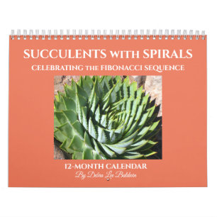 Calendário Sucultivos com Espirais Fibonacci