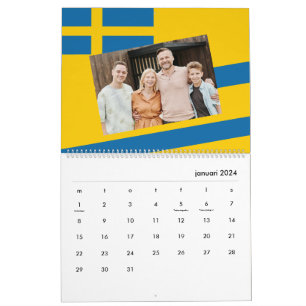 Calendário Suécia Adicione Sua Foto Bandeira Sueca 2026