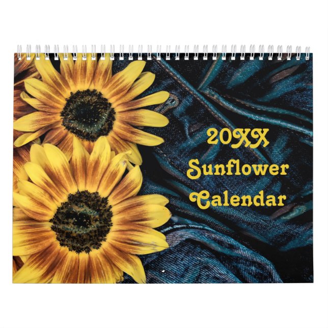 Calendário Sunflower Yellow Rustic Country Bonito 2024 (Capa)
