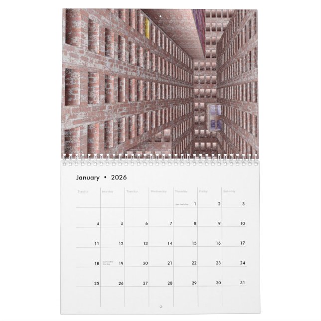 Calendário surreal da arte de Spiketacular para (Jan 2026)